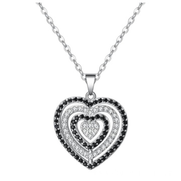 925 silver pendant pave heart charm